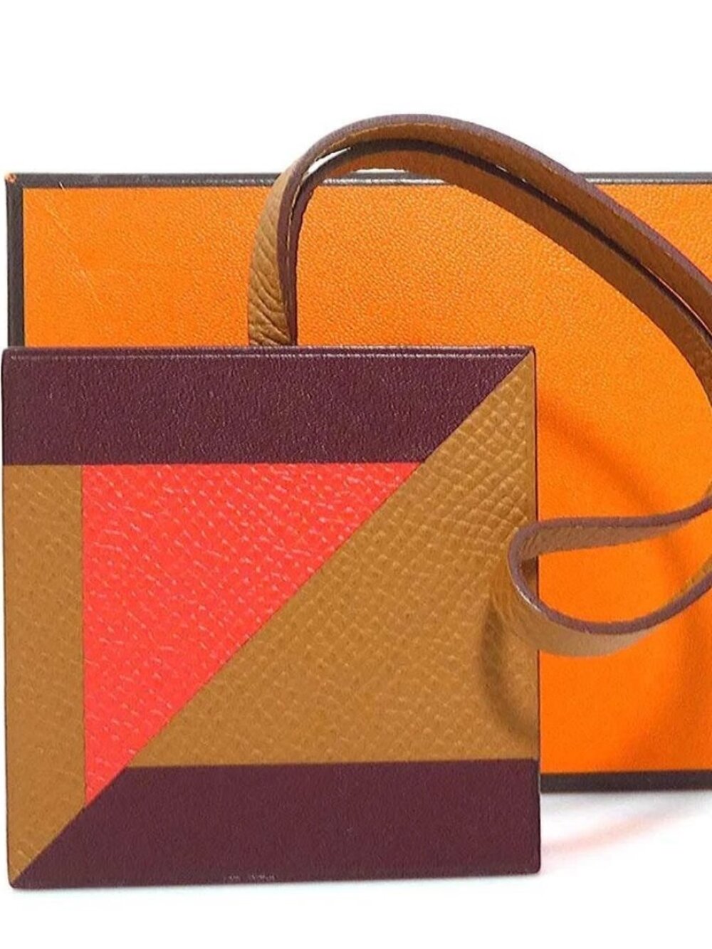 HERMES Charm Brown/Orange Leather